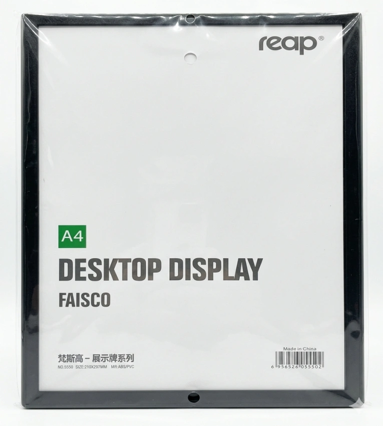 A4 Porte-affiche en acrylique avec base en aluminium, support en plastique transparent pour affichage de table, présentoirs en plastique A4, support de menu double face pour tables